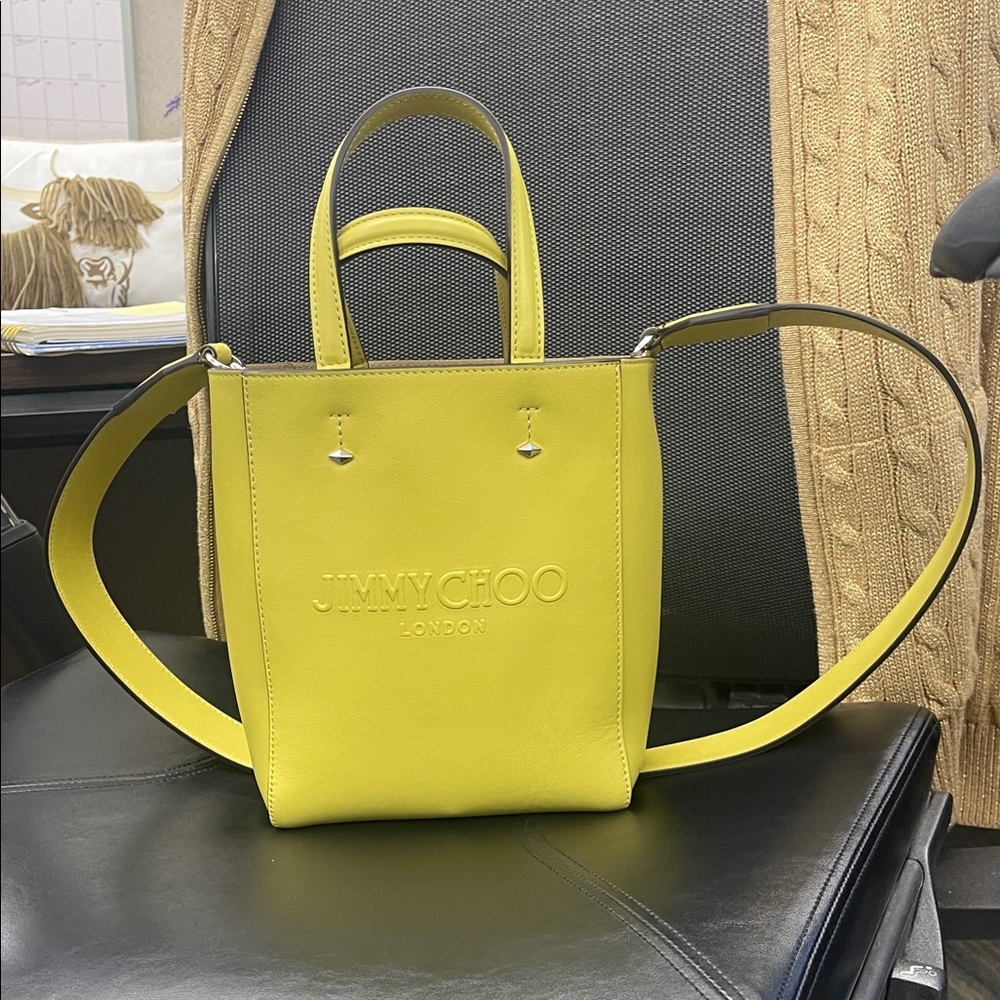 Jimmy Choo Yellow Lenny Leather Logo Tote Crossbody